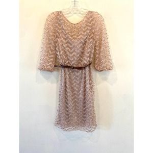Aidan Mattox embellished mesh blush dress S